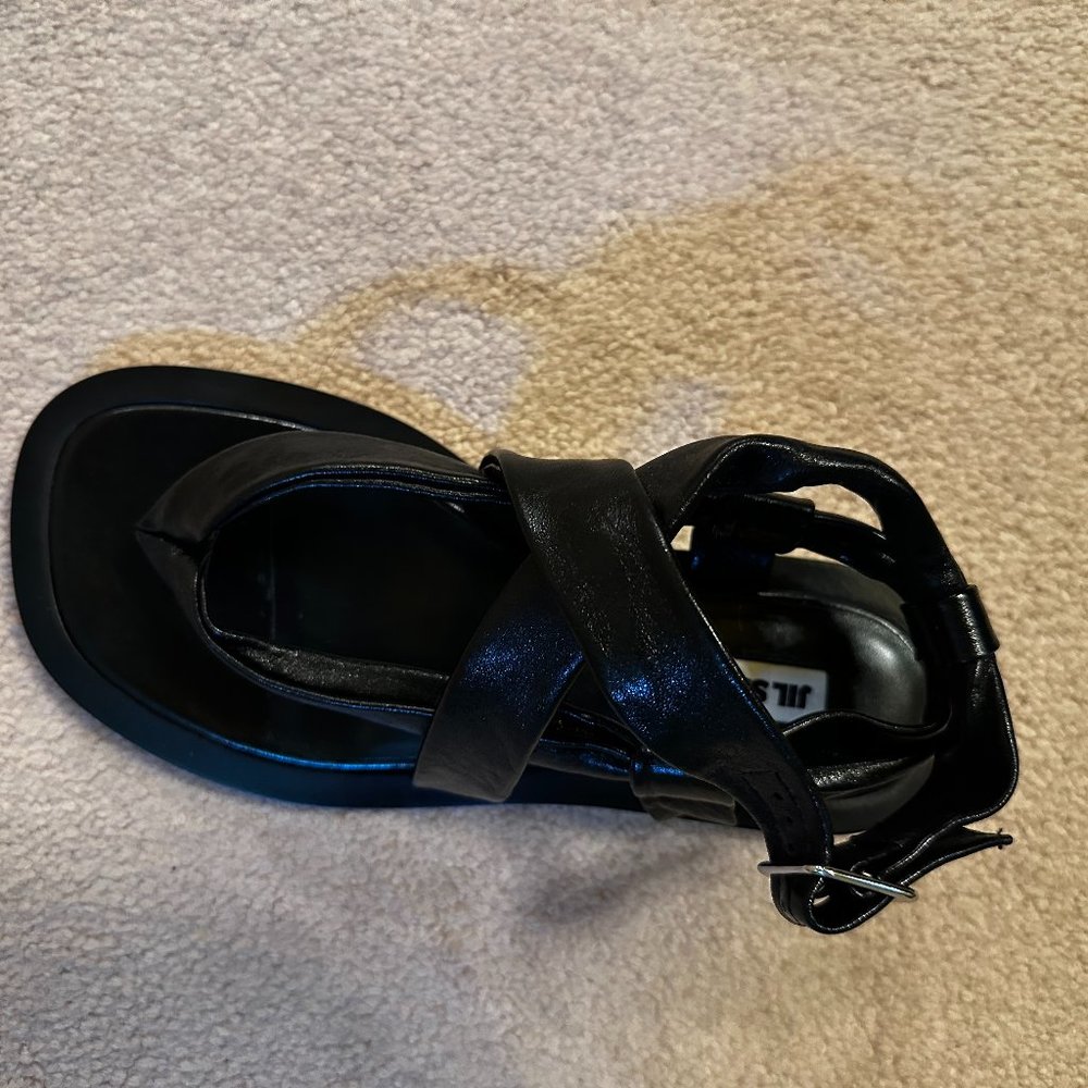 Jil Sander Nikky Lambskin Flat Ankle-Strap Sandals